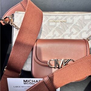 Michael Kors Brown and Cream Crossbody Bags